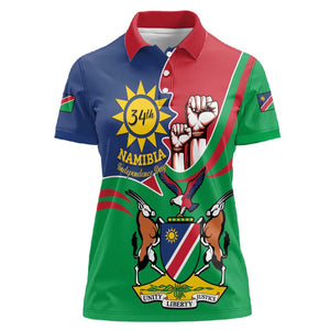 Namibia Independence Day Women Polo Shirt Coat Of Arms Curve Style