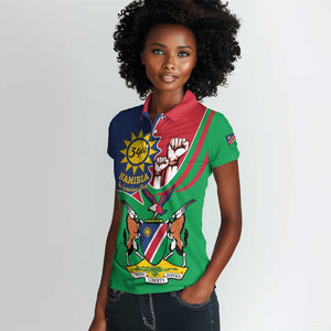 Namibia Independence Day Women Polo Shirt Coat Of Arms Curve Style