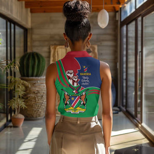 Namibia Independence Day Women Sleeveless Polo Shirt Coat Of Arms Curve Style