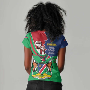 Namibia Independence Day Women V-Neck T-Shirt Coat Of Arms Curve Style