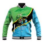 Personalized Tanzania Independence Day Baseball Jacket Happy 65th Anniversary Grunge Flag