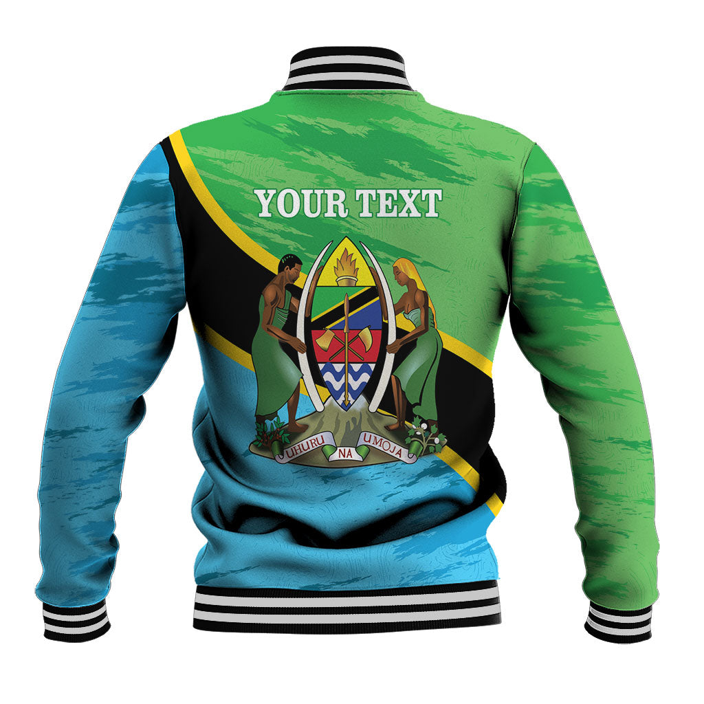 Personalized Tanzania Independence Day Baseball Jacket Happy 65th Anniversary Grunge Flag