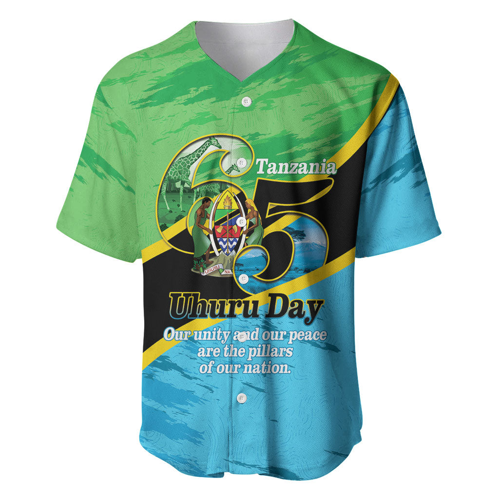 Personalized Tanzania Independence Day Baseball Jersey Happy 65th Anniversary Grunge Flag