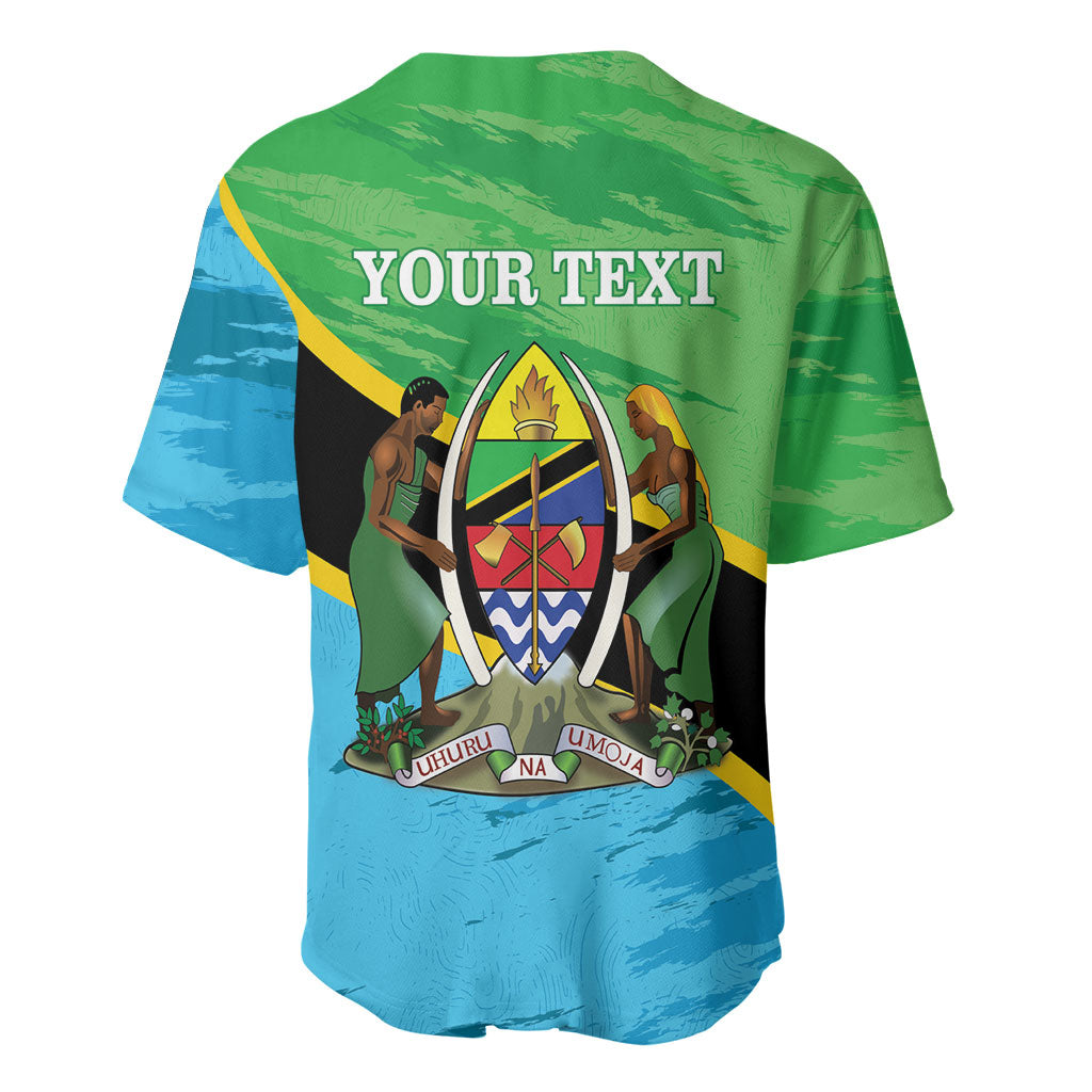 Personalized Tanzania Independence Day Baseball Jersey Happy 65th Anniversary Grunge Flag