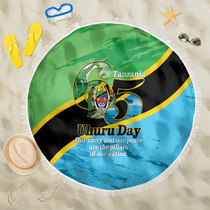 Tanzania Independence Day Beach Blanket Happy 65th Anniversary Grunge Flag