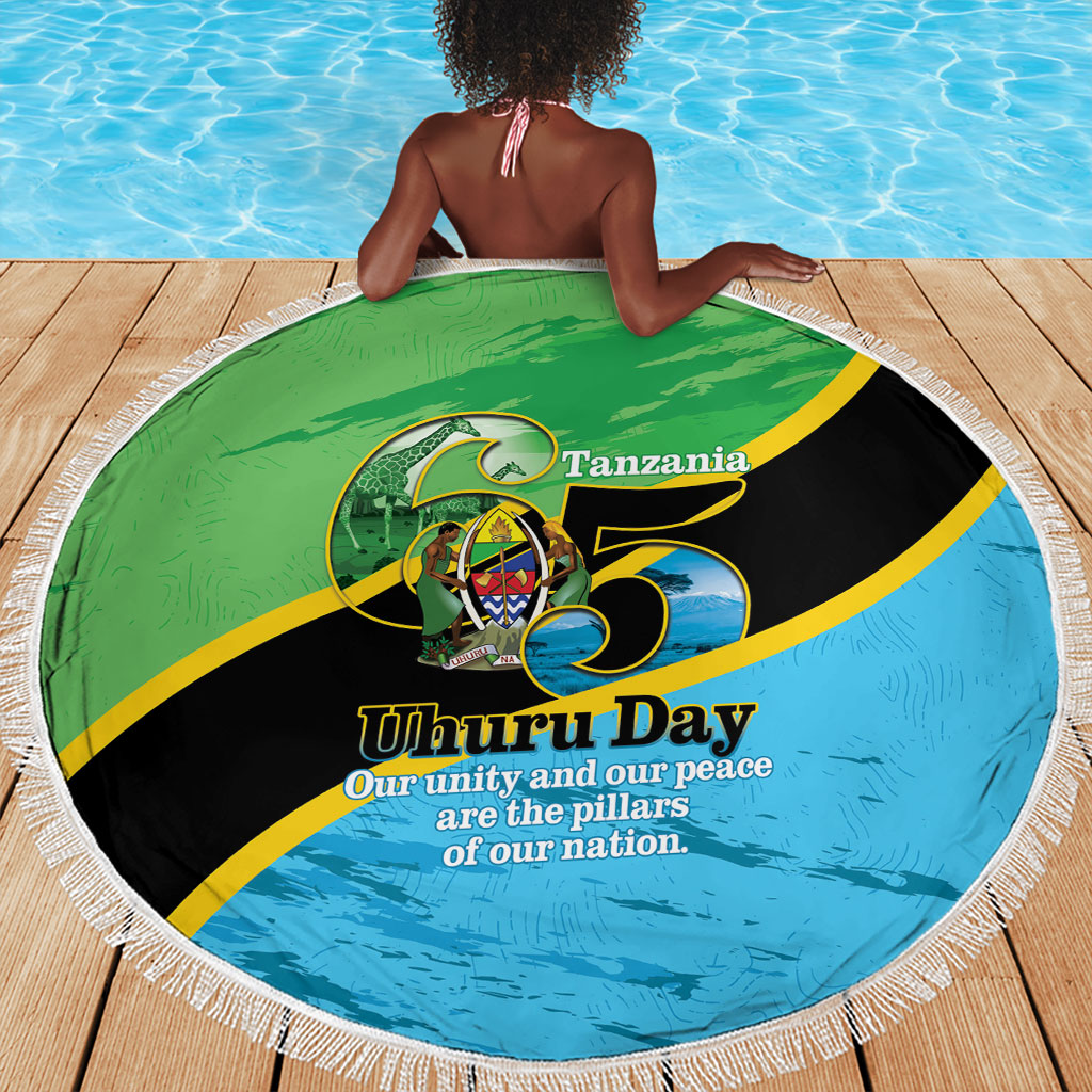 Tanzania Independence Day Beach Blanket Happy 65th Anniversary Grunge Flag