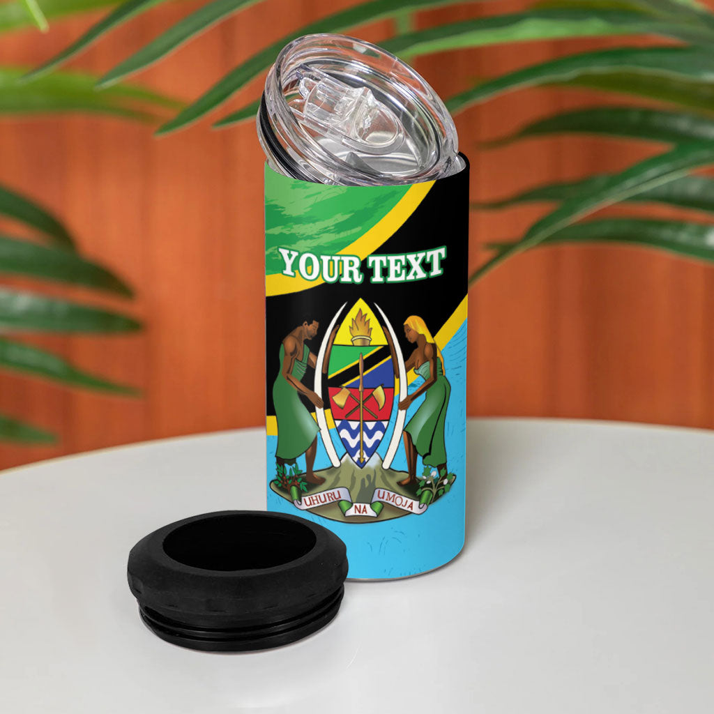 Personalized Tanzania Independence Day 4 in 1 Can Cooler Tumbler Happy 65th Anniversary Grunge Flag