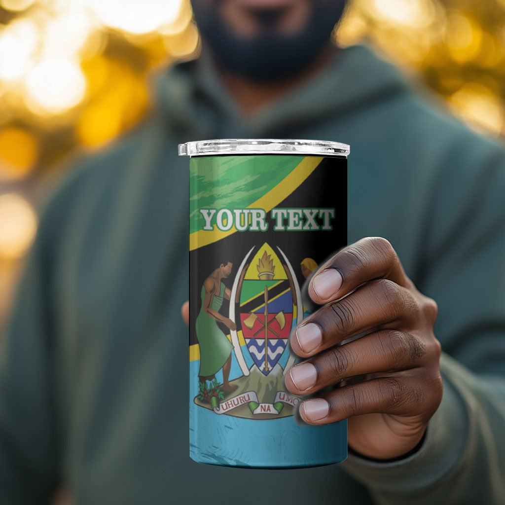 Personalized Tanzania Independence Day 4 in 1 Can Cooler Tumbler Happy 65th Anniversary Grunge Flag