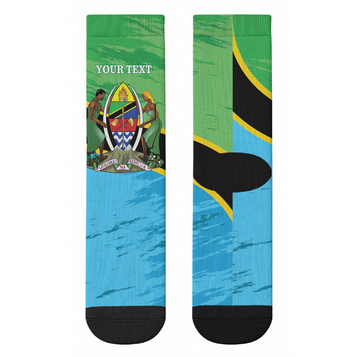 Personalized Tanzania Independence Day Crew Socks Happy 65th Anniversary Grunge Flag
