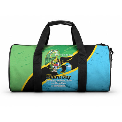 Tanzania Independence Day Duffle Bag Happy 65th Anniversary Grunge Flag