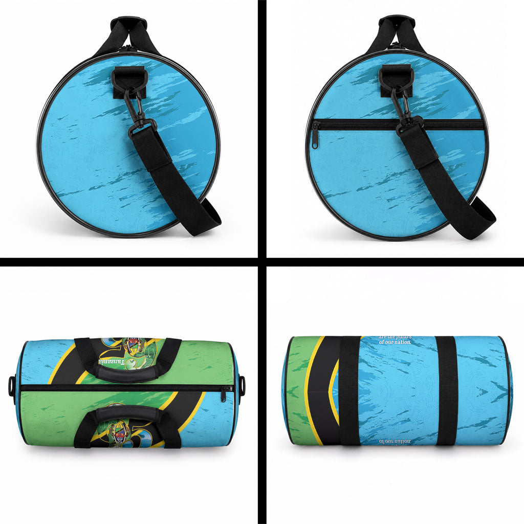 Tanzania Independence Day Duffle Bag Happy 65th Anniversary Grunge Flag