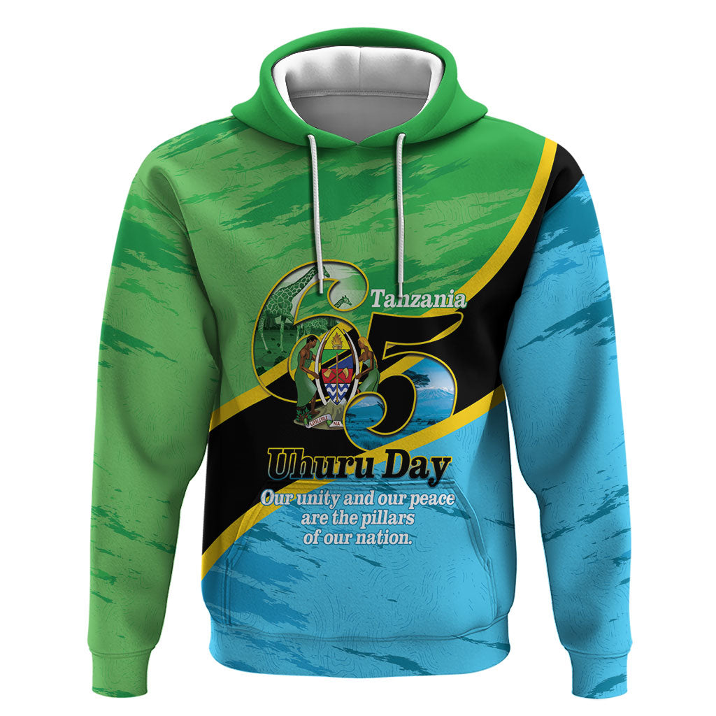 Personalized Tanzania Independence Day Hoodie Happy 65th Anniversary Grunge Flag