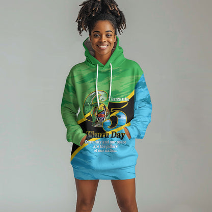 Personalized Tanzania Independence Day Hoodie Dress Happy 65th Anniversary Grunge Flag