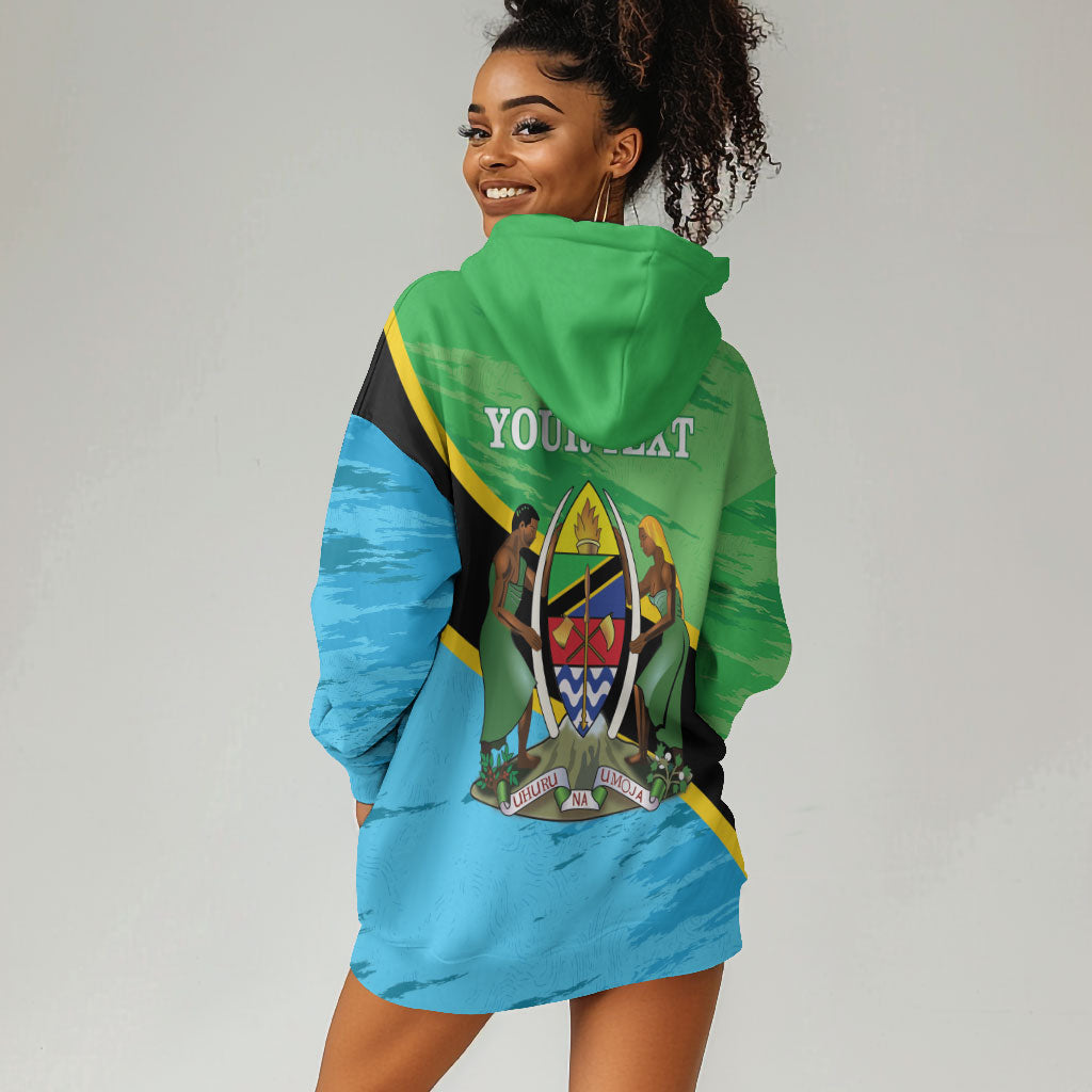 Personalized Tanzania Independence Day Hoodie Dress Happy 65th Anniversary Grunge Flag