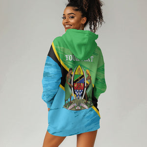 Personalized Tanzania Independence Day Hoodie Dress Happy 65th Anniversary Grunge Flag
