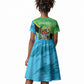 Personalized Tanzania Independence Day Kid Short Sleeve Dress Happy 65th Anniversary Grunge Flag