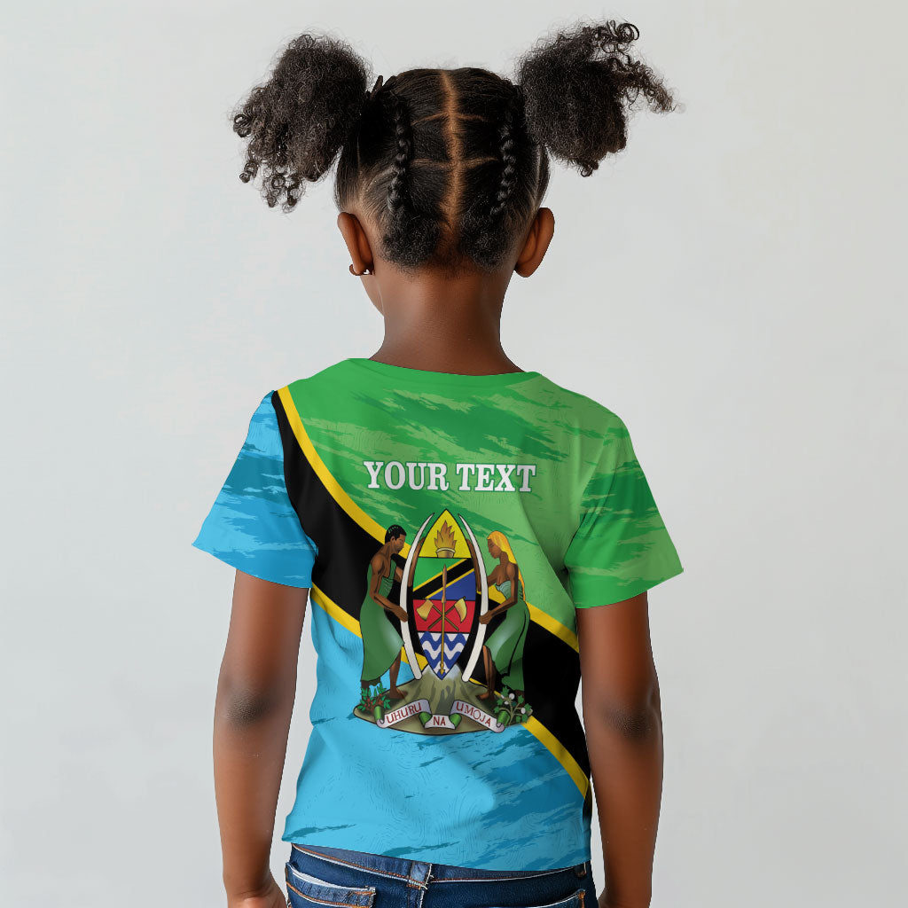 Personalized Tanzania Independence Day Kid T shirt Happy 65th Anniversary Grunge Flag