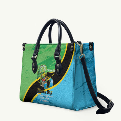 Tanzania Independence Day Leather Bag Happy 65th Anniversary Grunge Flag