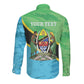 Personalized Tanzania Independence Day Long Sleeve Button Shirt Happy 65th Anniversary Grunge Flag