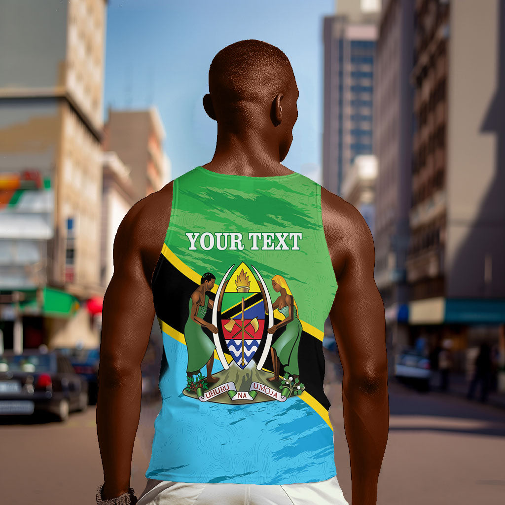 Personalized Tanzania Independence Day Men Tank Top Happy 65th Anniversary Grunge Flag