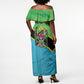 Personalized Tanzania Independence Day Off Shoulder Maxi Dress Happy 65th Anniversary Grunge Flag