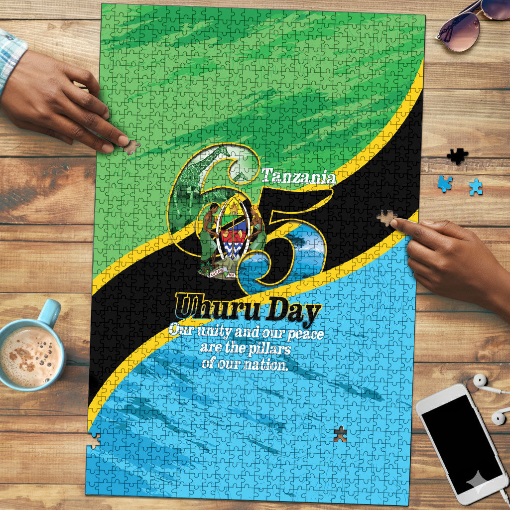 Tanzania Independence Day Puzzle Happy 65th Anniversary Grunge Flag