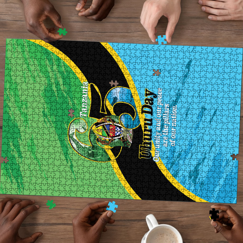 Tanzania Independence Day Puzzle Happy 65th Anniversary Grunge Flag