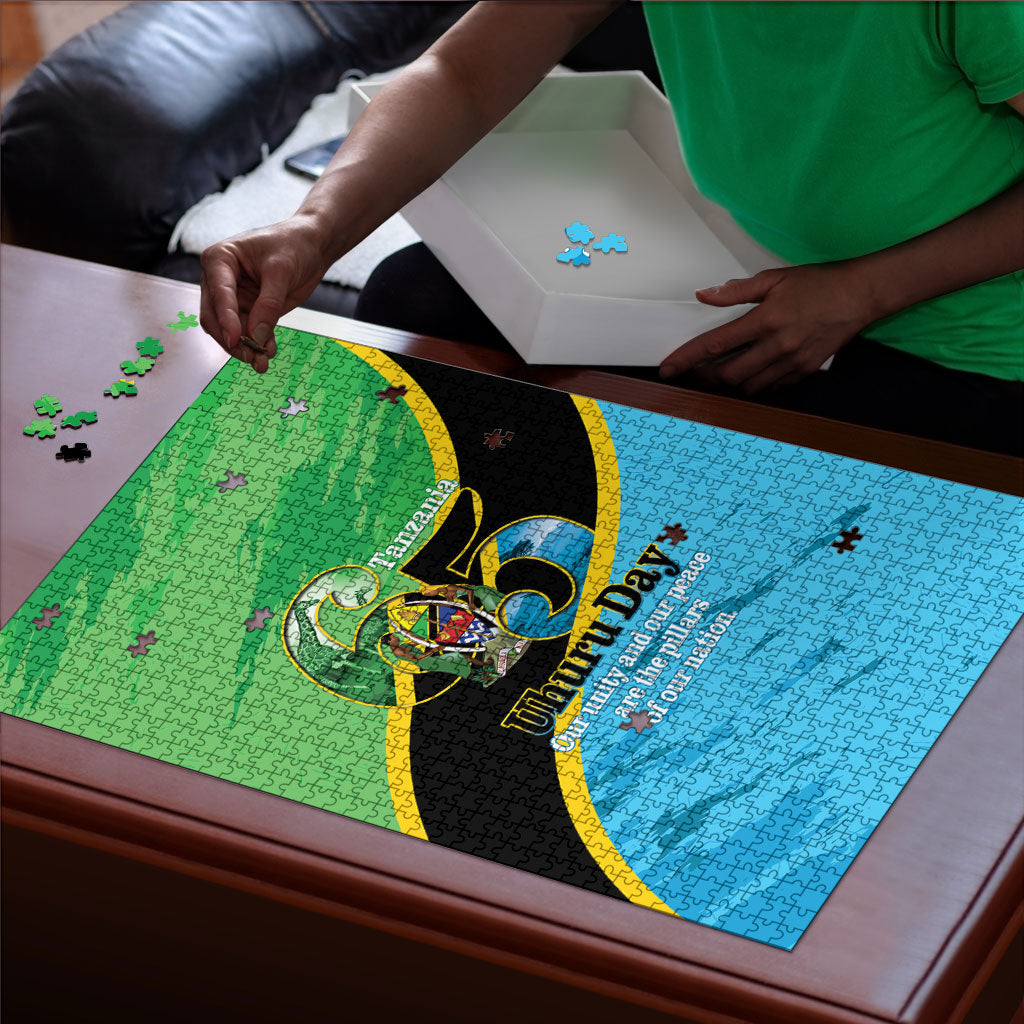 Tanzania Independence Day Puzzle Happy 65th Anniversary Grunge Flag