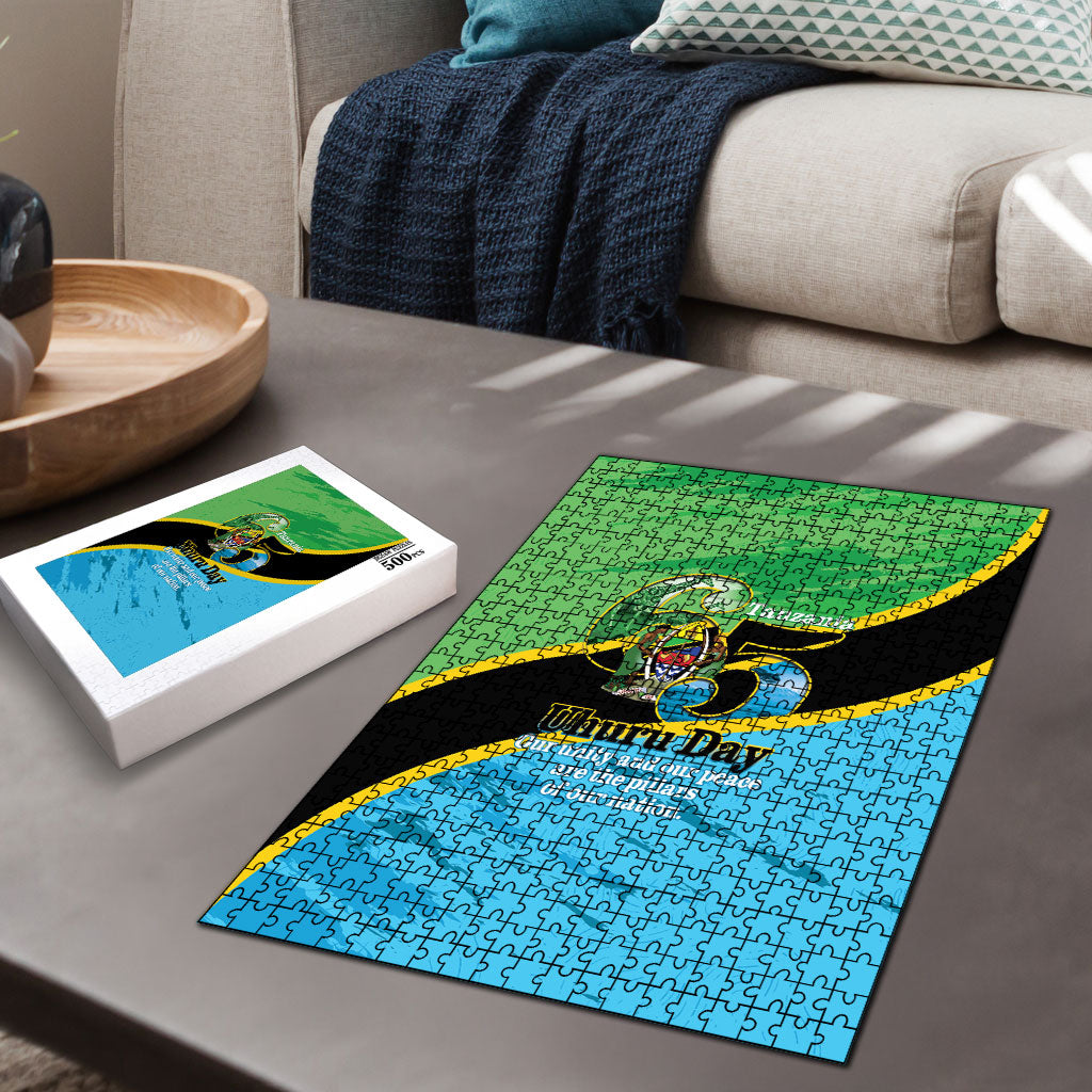 Tanzania Independence Day Puzzle Happy 65th Anniversary Grunge Flag
