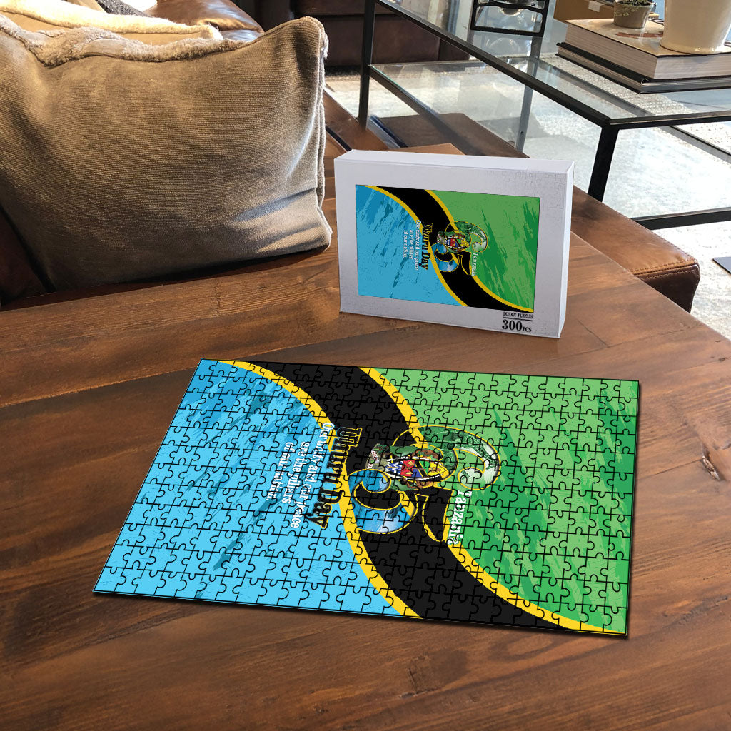 Tanzania Independence Day Puzzle Happy 65th Anniversary Grunge Flag