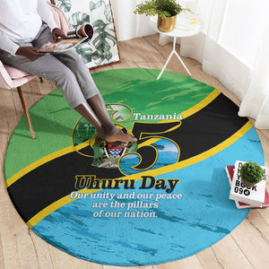 Tanzania Independence Day Round Carpet Happy 65th Anniversary Grunge Flag