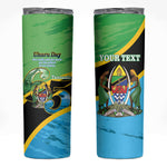 Personalized Tanzania Independence Day Skinny Tumbler Happy 65th Anniversary Grunge Flag