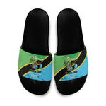 Tanzania Independence Day Slide Sandals Happy 65th Anniversary Grunge Flag