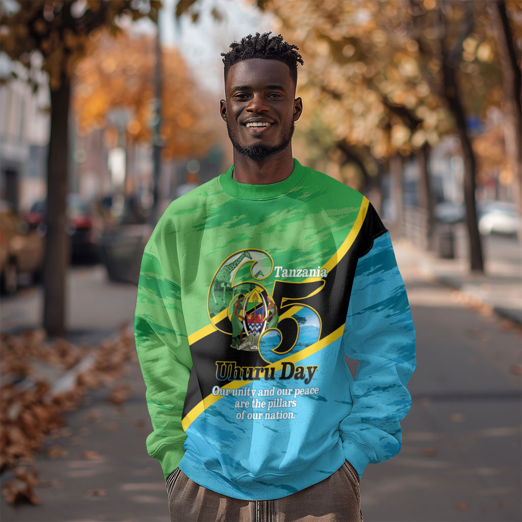 Personalized Tanzania Independence Day Sweatshirt Happy 65th Anniversary Grunge Flag