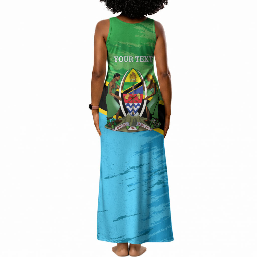 Personalized Tanzania Independence Day Tank Maxi Dress Happy 65th Anniversary Grunge Flag