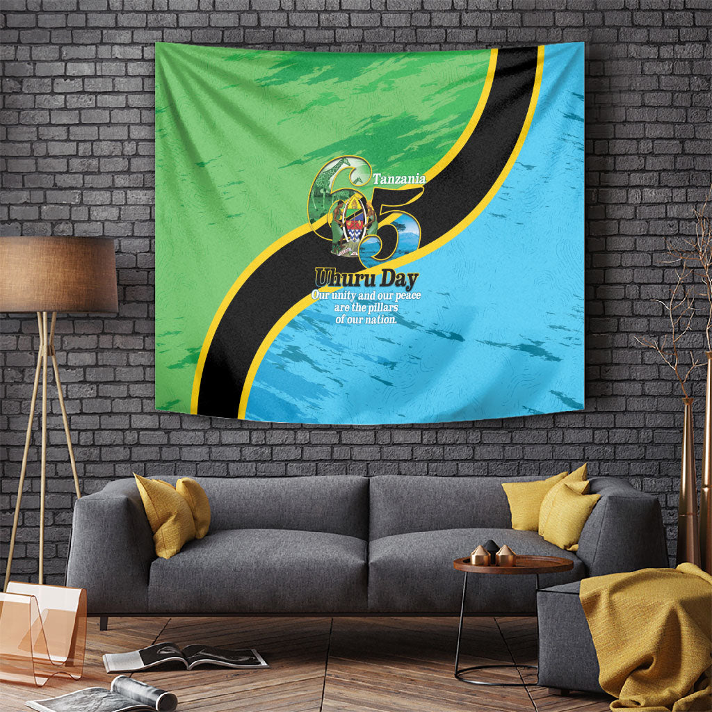 Tanzania Independence Day Tapestry Happy 65th Anniversary Grunge Flag