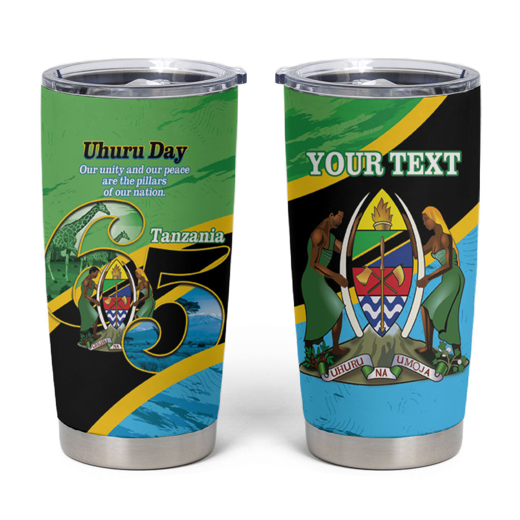 Personalized Tanzania Independence Day Tumbler Cup Happy 65th Anniversary Grunge Flag