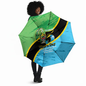 Tanzania Independence Day Umbrella Happy 65th Anniversary Grunge Flag