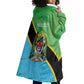 Personalized Tanzania Independence Day Wearable Blanket Hoodie Happy 65th Anniversary Grunge Flag