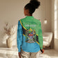 Personalized Tanzania Independence Day Women Casual Shirt Happy 65th Anniversary Grunge Flag