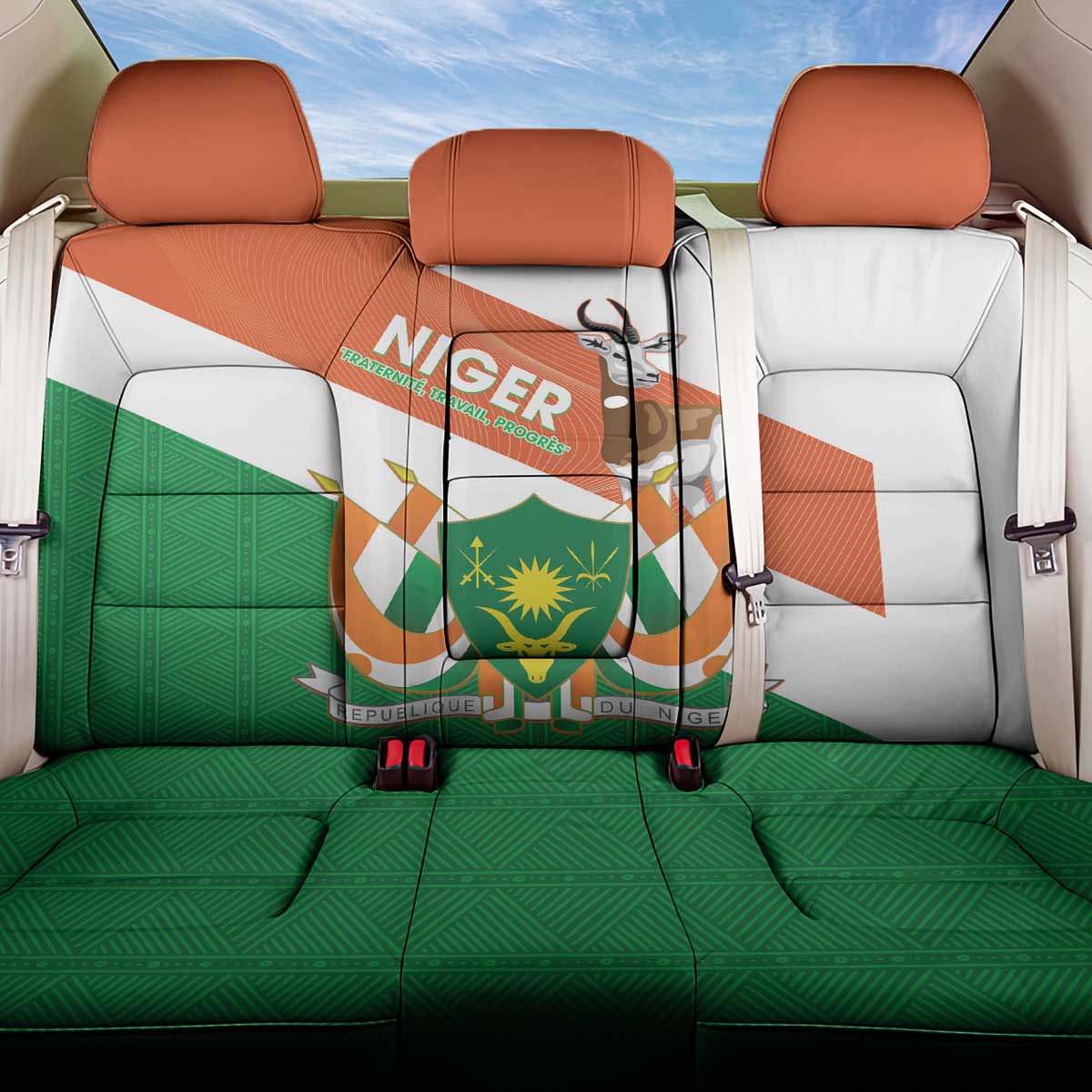 Afro Niger Back Car Seat Cover Dama Gazelle African Pattern - Republic Day