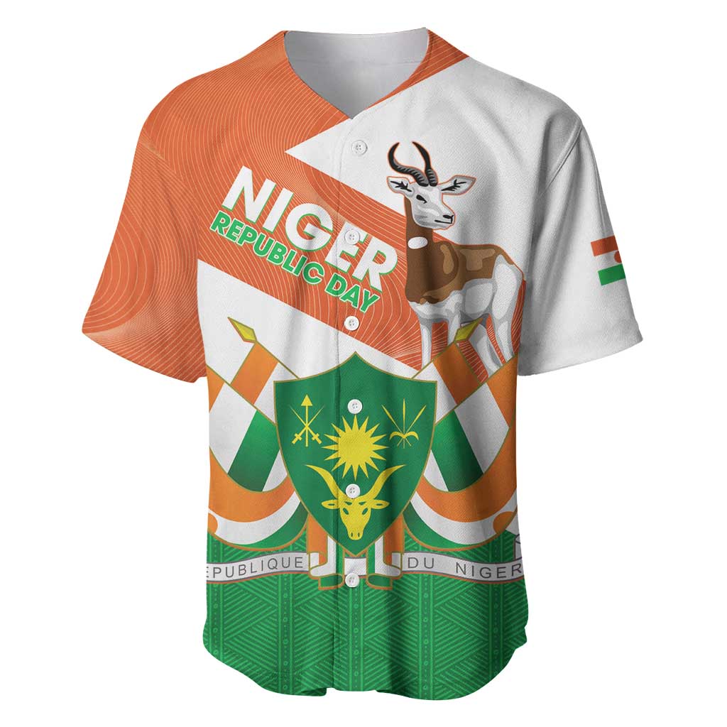 Afro Niger Baseball Jersey Dama Gazelle African Pattern - Republic Day