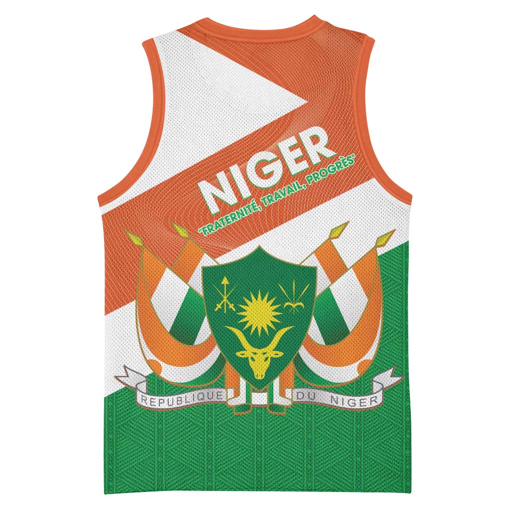 Afro Niger Basketball Jersey Dama Gazelle African Pattern - Republic Day LT14