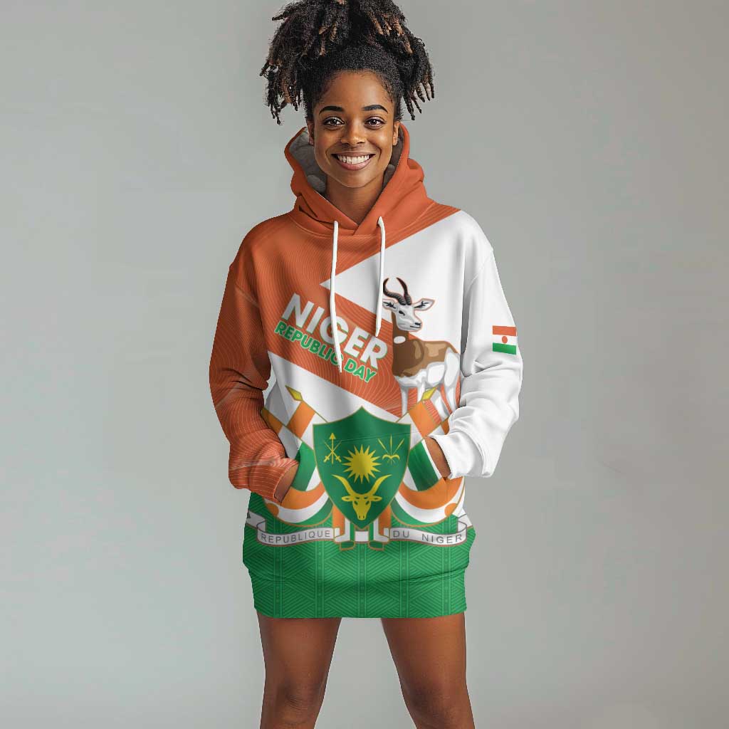 Afro Niger Hoodie Dress Dama Gazelle African Pattern - Republic Day