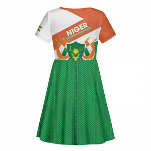 Afro Niger Kid Short Sleeve Dress Dama Gazelle African Pattern - Republic Day