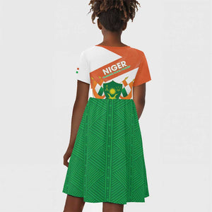 Afro Niger Kid Short Sleeve Dress Dama Gazelle African Pattern - Republic Day