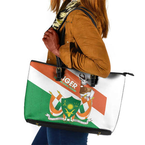 Afro Niger Leather Tote Bag Dama Gazelle African Pattern - Republic Day