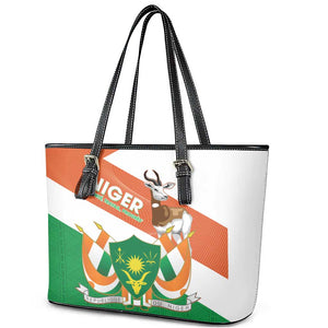 Afro Niger Leather Tote Bag Dama Gazelle African Pattern - Republic Day