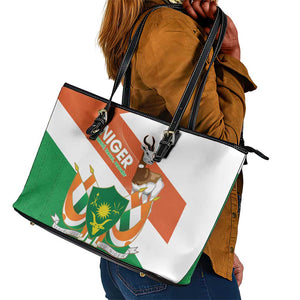 Afro Niger Leather Tote Bag Dama Gazelle African Pattern - Republic Day