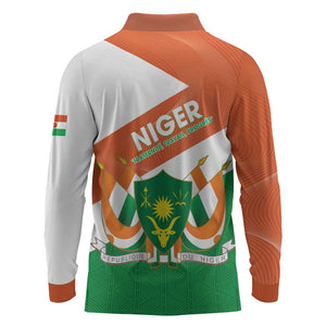 Afro Niger Long Sleeve Polo Shirt Dama Gazelle African Pattern - Republic Day